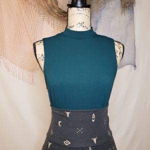 Ribbed Sleeveless bodysuit Green